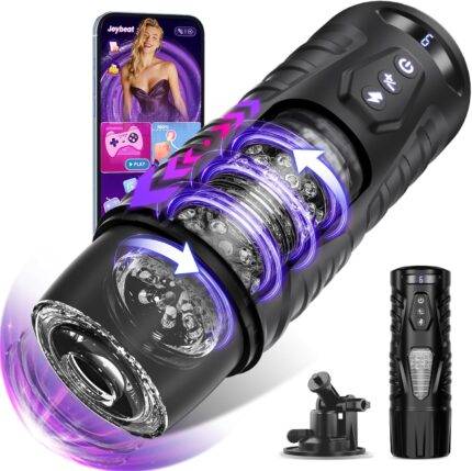 AI Sync Male Masturbator Sex Toys for Men - Adult Toy Male Sex Toys with 7 Thrusting & 7 Rotating Modes, Pocket Pussy Hands Free Sex Machine LCD Display with Visual Window & Mounting Base